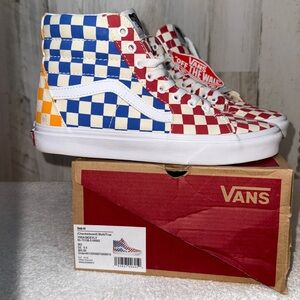 Vans Sk8-Hi Sneakers - Red and Blue Checkerboard